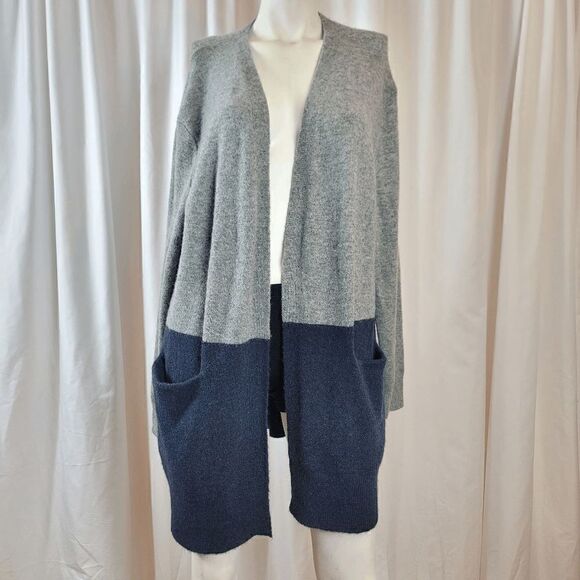 Madewell womens Sz medium blue gray colorblock  wool alpaca blend cardigan - Picture 7 of 7